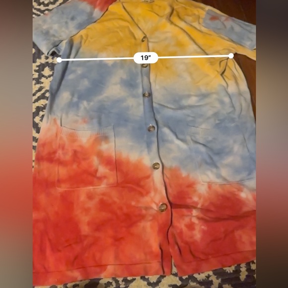 🍊 LOGO by Lori Goldstein Tie Dye Button Front Cardigan Size L - Picture 5 of 5